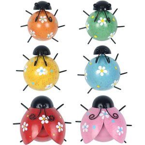 Cute Ladybugs Outdoor Wall Decor, 3D Metal Wall Art Spring Decor, Rustic